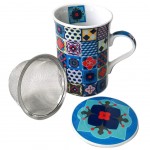 Porcelain mug with infuser - Cement tiles