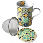 Porcelain mug with infuser - Cement tiles