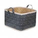 Basket in black and natural palm leaves 38 x 28 cm