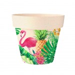 Flamingo Bamboo Flower Pot Cover 13.5 x 15 cm