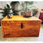 Stained pine wood chest