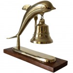 Dauphin table bell in gilt brass and wood