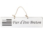 Decorative wooden plate - Fier d'être Breton - white
