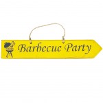 Decorative wooden plate Barbecue Party - YELLOW