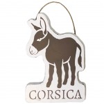 Decorative wooden plaque donkey Corsica - White and Light Brown