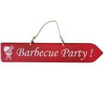Decorative wooden plate Barbecue Party - red