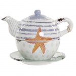 Starfish cup and teapot set for one person