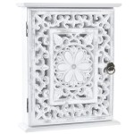 Key box in white patinated wood