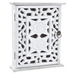 Key box in white patinated wood