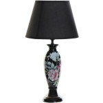 Floral black stoneware lamp