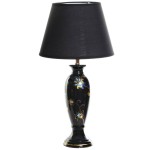 Floral black stoneware lamp