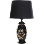 Floral black stoneware lamp