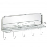 Mirror with shelf and hooks