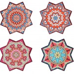 Set of 4 star Mandala pattern coasters