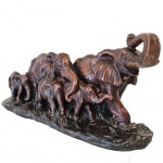 Elephant Family Statuette in Brass - 12 X 27 cm