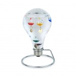 Galileo thermometer for indoor use in bulb shape