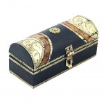 Wooden box with chiseled brass decoration 12.8 cm
