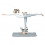 Yoga and cats balancing stick posture statuette
