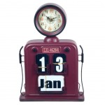 Gasoline pump retro table clock - perpetual calendar