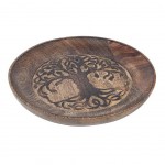 Empty tray pocket tree of life pattern carved wood 16 cm