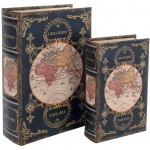 Lot of 2 wooden storage boxes Mappemonde