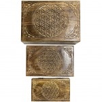 Set of 3 Flower of Life boxes in Mango wood