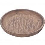 Decorative plate with the flower of life symbol engraved.
