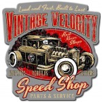 Vintage Velocity embossed metal plaque