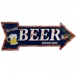Ice Cold Beer served Here metal plate Deco