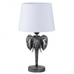 Silver and White Elephant Head Table Lamp