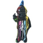 Crude Black and Multicolored Ceramic Gnome Statue