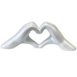 Hands in heart ceramic statue Pearly white