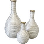 Trio of white and gold handcrafted vases
