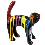 Black and multicolored cat ceramic statue