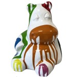 Ceramic hippopotamus statue multicolored 22 cm
