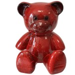 Red ceramic bear statue 23 cm