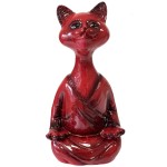 Red Zen Cat Ceramic Statue 39 cm