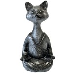 Grey Zen Cat Ceramic Statue 34 cm