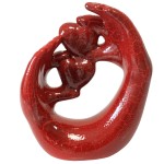 Red Hands and Hearts Ceramic Statue 23 cm