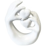 White Hands and Hearts Ceramic Statue 23 cm