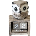Beige Wooden Perpetual Calendar Owl