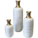 Set of three white and gold artisanal vases