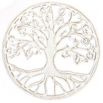 White distressed wooden tree of life 30 cm