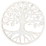 White distressed wooden tree of life 40 cm