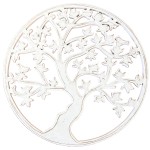 White distressed wooden tree of life 40 cm
