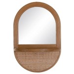 Rattan shelf mirror