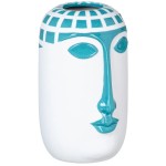 White and Blue Ceramic Face Vase