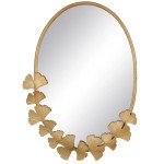 Ginkgo biloba wall mirror in gold metal