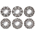 Set of 6 wall mirrors in brown wood with silver patina