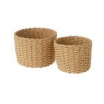 Set of 2 braided paper fiber baskets - Beige